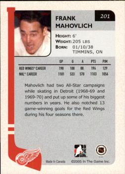 2004-05 In The Game Franchises US West #201 Frank Mahovlich Back