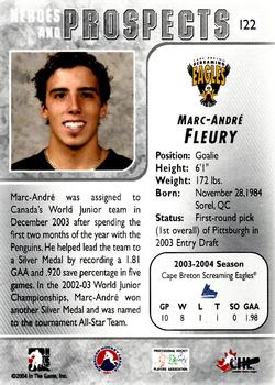 2004-05 In The Game Heroes and Prospects #122 Marc-Andre Fleury Back