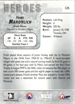 2004-05 In The Game Heroes and Prospects #124 Frank Mahovlich Back