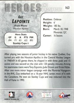 2004-05 In The Game Heroes and Prospects #163 Guy Lapointe Back