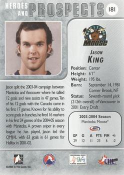 2004-05 In The Game Heroes and Prospects #181 Jason King Back