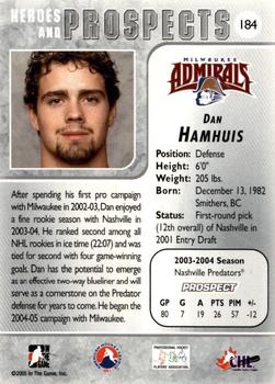 2004-05 In The Game Heroes and Prospects #184 Dan Hamhuis Back