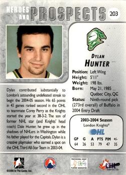 2004-05 In The Game Heroes and Prospects #203 Dylan Hunter Back