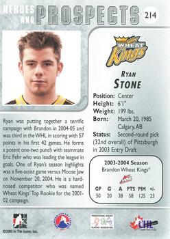 2004-05 In The Game Heroes and Prospects #214 Ryan Stone Back
