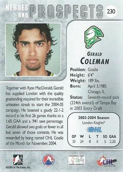 2004-05 In The Game Heroes and Prospects #230 Gerald Coleman Back