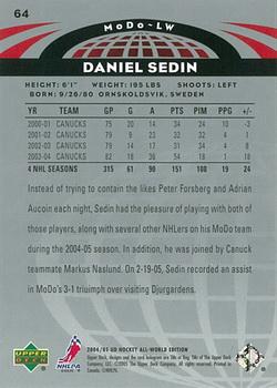 2004-05 Upper Deck All-World Edition #64 Daniel Sedin Back