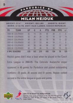 2004-05 Upper Deck All-World Edition #5 Milan Hejduk Back
