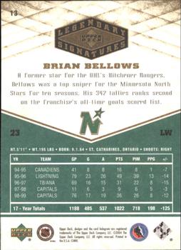2004-05 UD Legendary Signatures #13 Brian Bellows Back