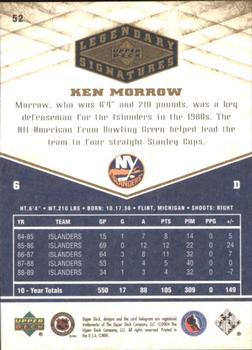 2004-05 UD Legendary Signatures #52 Ken Morrow Back