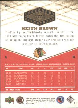 2004-05 UD Legendary Signatures #96 Keith Brown Back