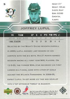 2004-05 Upper Deck #5 Joffrey Lupul Back