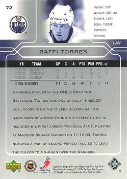 2004-05 Upper Deck #72 Raffi Torres Back