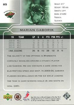 2004-05 Upper Deck #85 Marian Gaborik Back