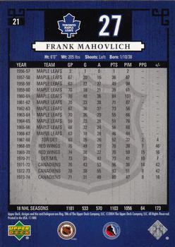 2004-05 Upper Deck Legends Classics #21 Frank Mahovlich Back