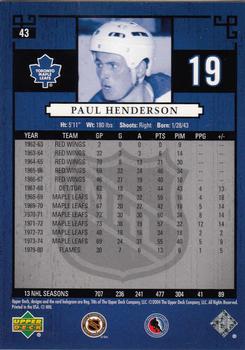 2004-05 Upper Deck Legends Classics #43 Paul Henderson Back