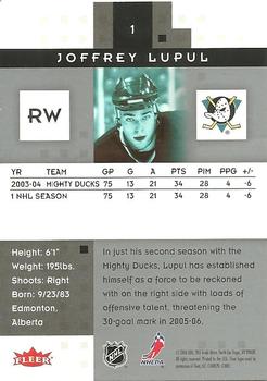 2005-06 Fleer Hot Prospects #1 Joffrey Lupul Back