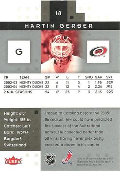 2005-06 Fleer Hot Prospects #18 Martin Gerber Back