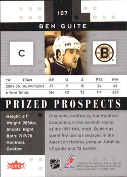 2005-06 Fleer Hot Prospects #107 Ben Guite Back