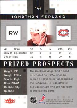2005-06 Fleer Hot Prospects #144 Jonathan Ferland Back