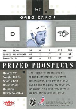 2005-06 Fleer Hot Prospects #147 Greg Zanon Back