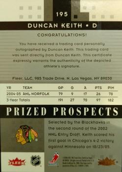 2005-06 Fleer Hot Prospects #195 Duncan Keith Back