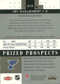 2005-06 Fleer Hot Prospects #213 Jay McClement Back