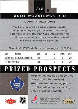 2005-06 Fleer Hot Prospects #216 Andy Wozniewski Back