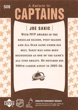 2005-06 Parkhurst #508 Joe Sakic Back