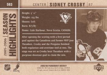 2005-06 Parkhurst #593 Sidney Crosby Back