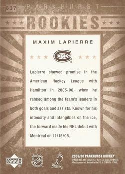 2005-06 Parkhurst #637 Maxim Lapierre Back