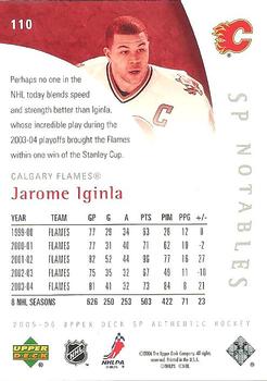 2005-06 SP Authentic #110 Jarome Iginla Back