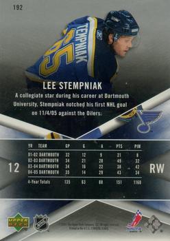 2005-06 SPx #192 Lee Stempniak Back