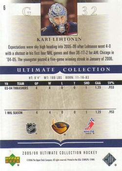 2005-06 Upper Deck Ultimate Collection #6 Kari Lehtonen Back