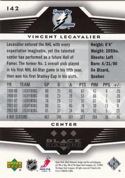 2005-06 Upper Deck Black Diamond #142 Vincent Lecavalier Back
