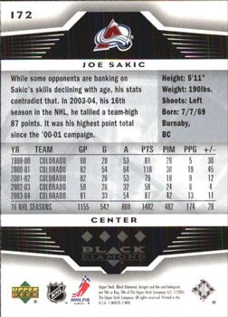 2005-06 Upper Deck Black Diamond #172 Joe Sakic Back