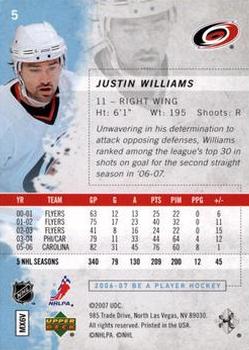 2006-07 Be A Player #5 Justin Williams Back