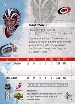 2006-07 Be A Player #9 Cam Ward Back