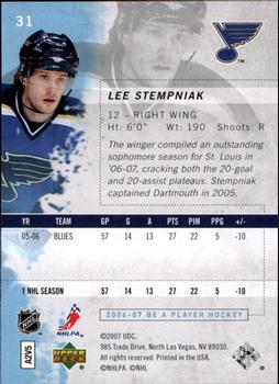 2006-07 Be A Player #31 Lee Stempniak Back