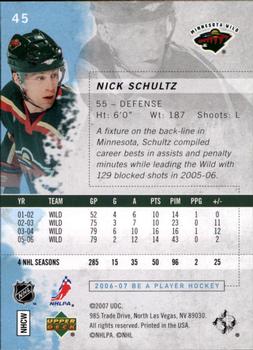 2006-07 Be A Player #45 Nick Schultz Back