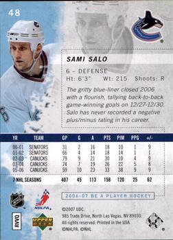 2006-07 Be A Player #48 Sami Salo Back