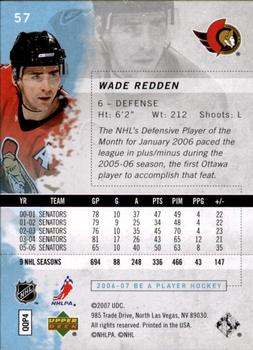 2006-07 Be A Player #57 Wade Redden Back