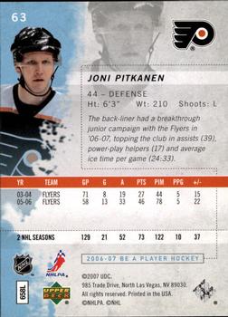 2006-07 Be A Player #63 Joni Pitkanen Back
