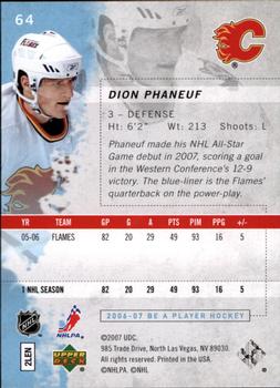 2006-07 Be A Player #64 Dion Phaneuf Back