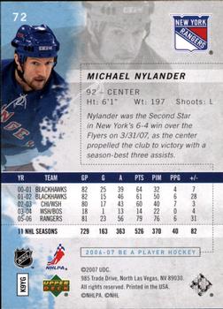 2006-07 Be A Player #72 Michael Nylander Back