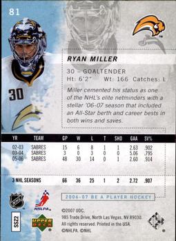 2006-07 Be A Player #81 Ryan Miller Back