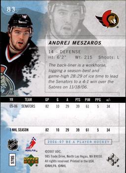2006-07 Be A Player #83 Andrej Meszaros Back