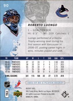 2006-07 Be A Player #90 Roberto Luongo Back