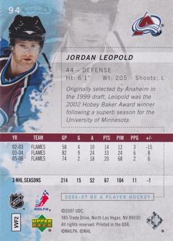 2006-07 Be A Player #94 Jordan Leopold Back