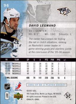 2006-07 Be A Player #96 David Legwand Back