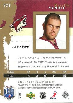 2006-07 Be A Player #229 Keith Yandle Back
